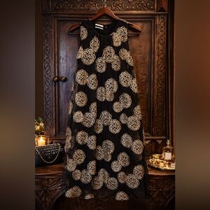 CO Designer Gold Rose Appliqué Dress Black Sleeveless Midi (Spring/Summer 2018)